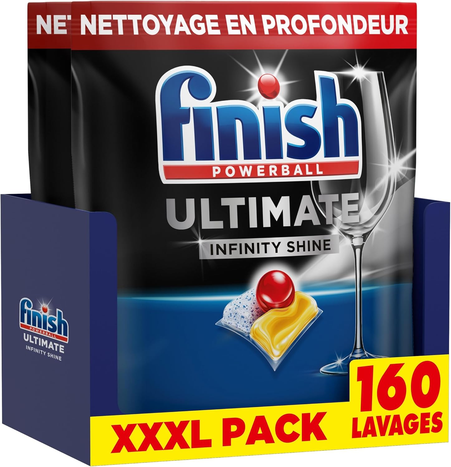 Finish Ultimate Infinity Shine Pastilles Lave-Vaisselle Citron, Imbattable contre les taches tenaces, 160 capsules