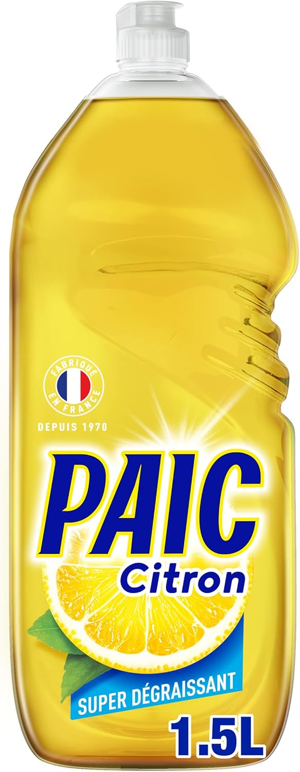 PAIC - Liquide Vaisselle Paic Citron Super Dégraissant - Nettoie - Dégraisse - Élimine les mauvaises odeurs - 1.5L