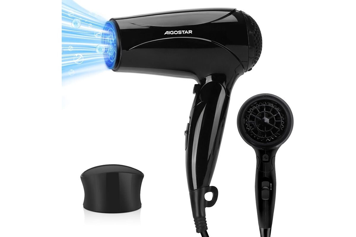 Aigostar sèche-cheveux ionique pliable 2400W avec buse