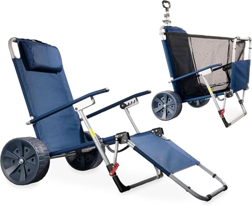 CampAir chariot de plage pliable transformable en chaise longue
