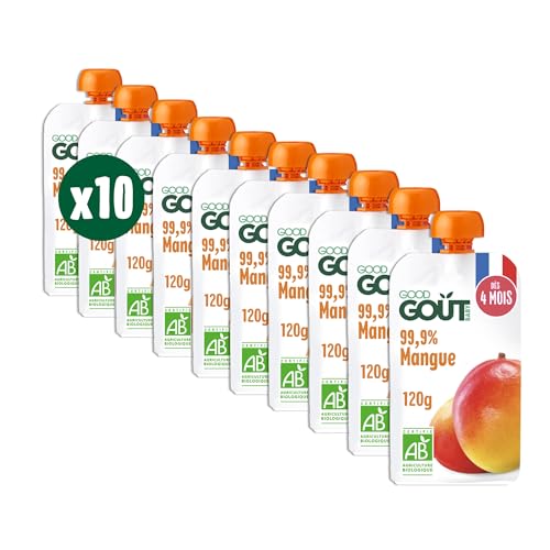 Lot de dix gourdes bébé Good Goût à la mangue bio