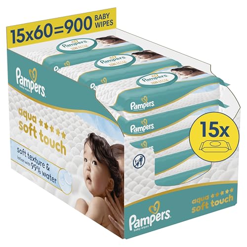 Lot Pampers Aqua Soft Touch de 900 lingettes bébé