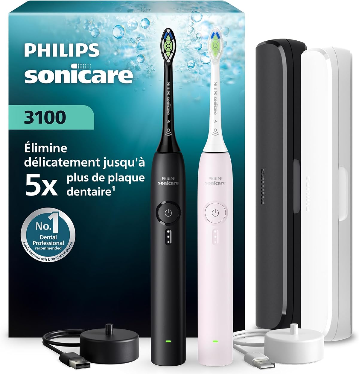 Pack de deux brosses à dents électriques Philips Sonicare série 3100