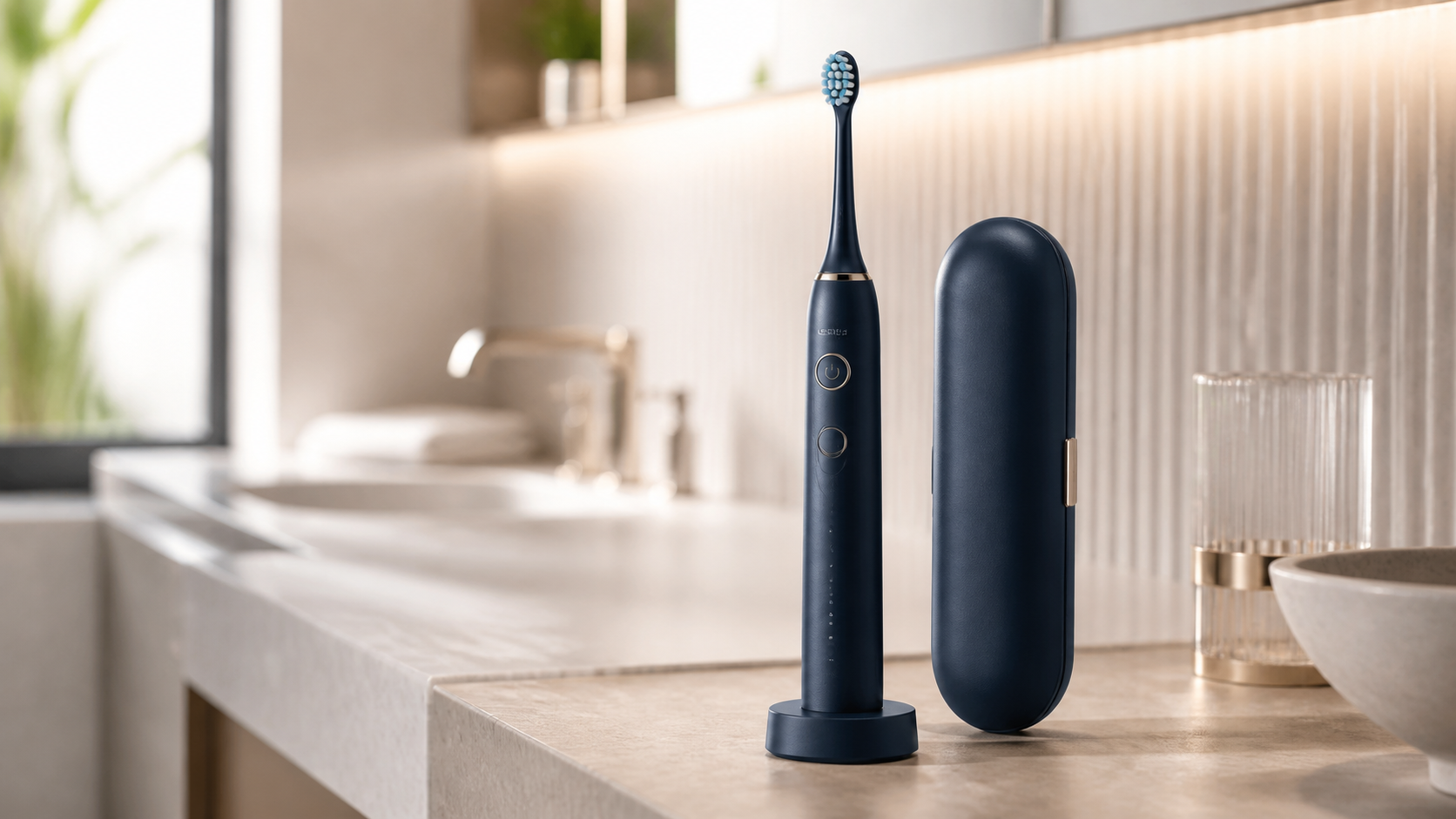 Brosse à dents électrique sonique bleu nuit avec étui de voyage