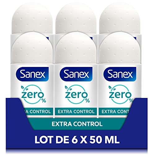 Lot de six déodorants bille Sanex 0 pour cent Extra Control