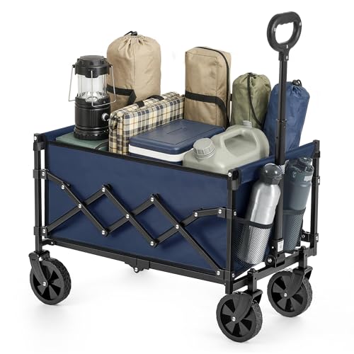 Chariot de transport pliable SONGMICS bleu minuit de 90 litres