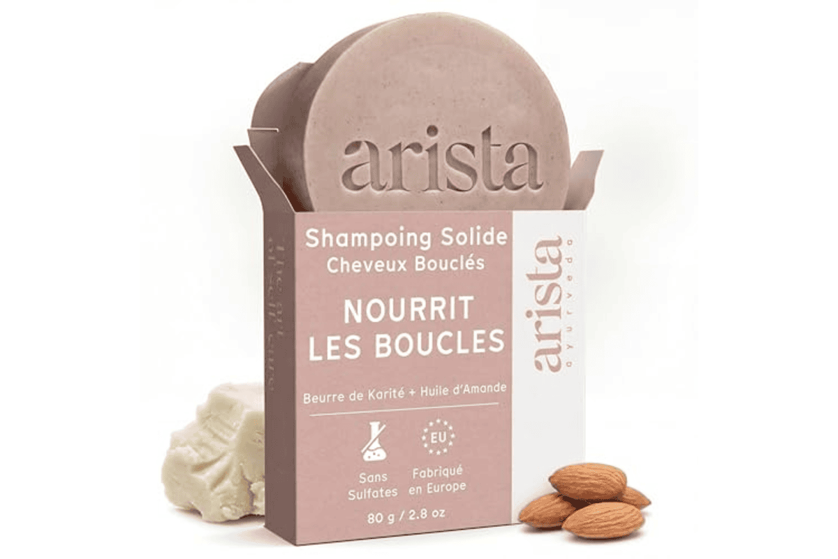 Shampooing solide Arista cheveux bouclés : huile d'amande douce, beurre de karité, poudre de reetha, sans sulfate