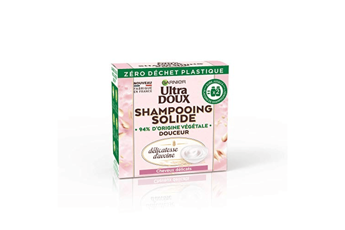 Garnier Ultra Doux Délicatesse d'Avoine : shampooing solide 60g, lait d'avoine + crème de riz, cheveux délicats