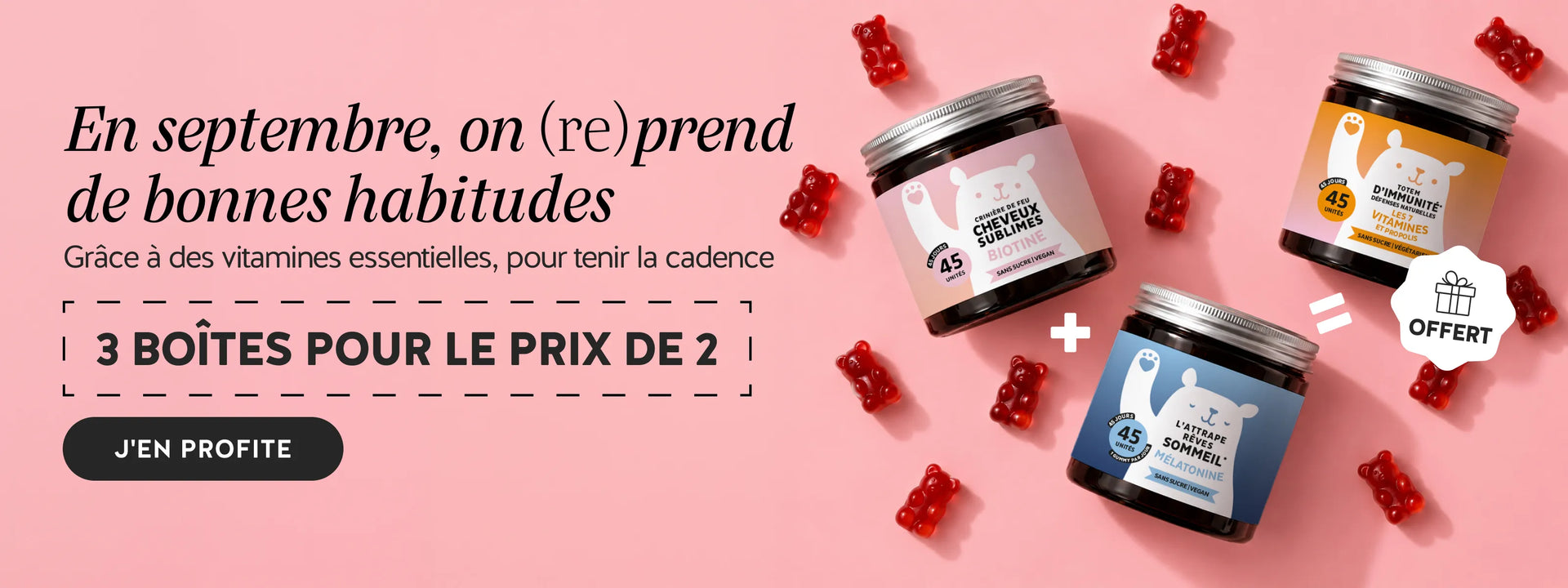 Bears with Benefits offre trois boîtes pour le prix de deux et routines gummies à moins 10 pour cent