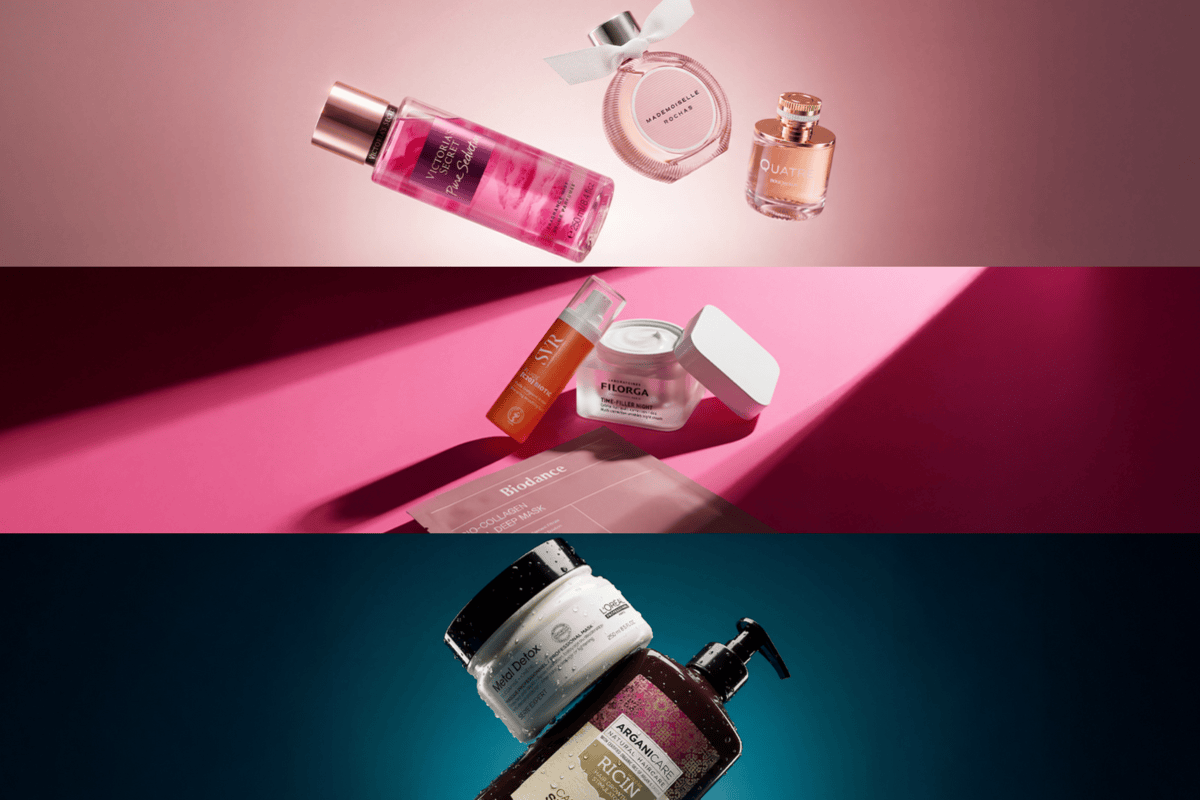 Sélection de parfums, soins et produits capillaires proposés sur Beauté Privée