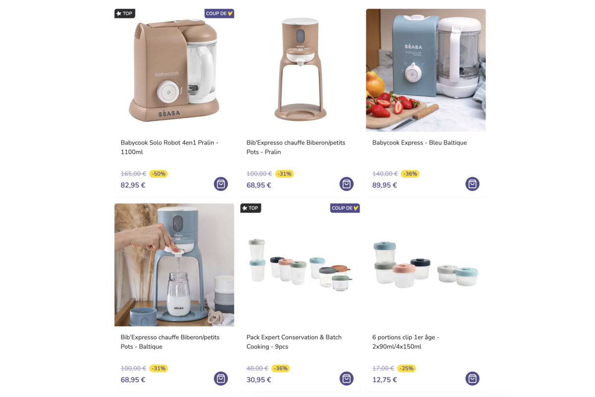 Vente Béaba -50% sur Bebeboutik Babycook et accessoires