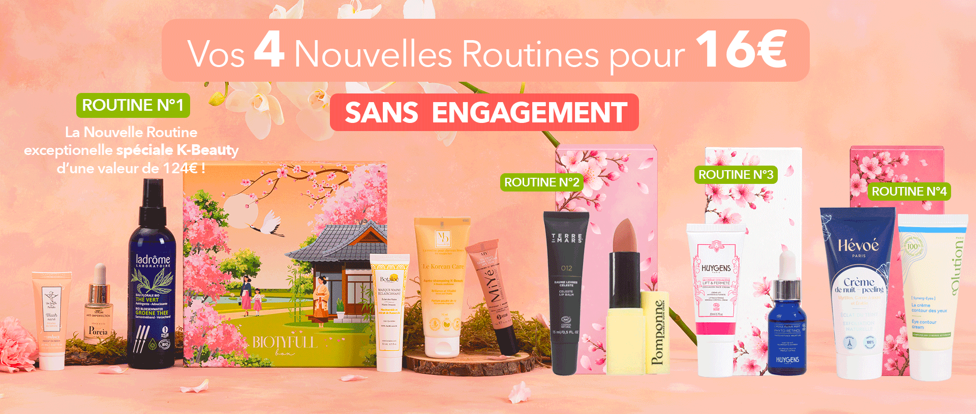 Offre Biotyfull Box avec quatre routines et douze produits pour 16 euros