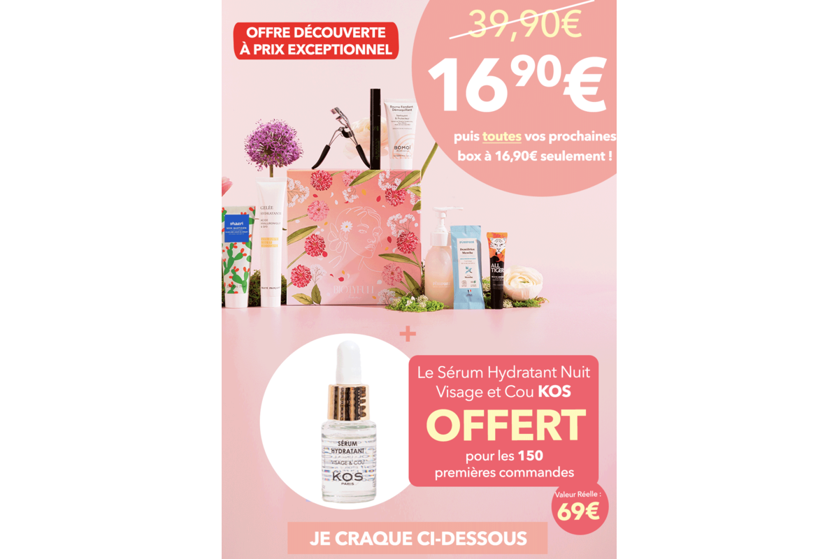 Biotyfull Box Eclosion Radieuse a 16,90E avec serum KOS offert pour les 150 premieres