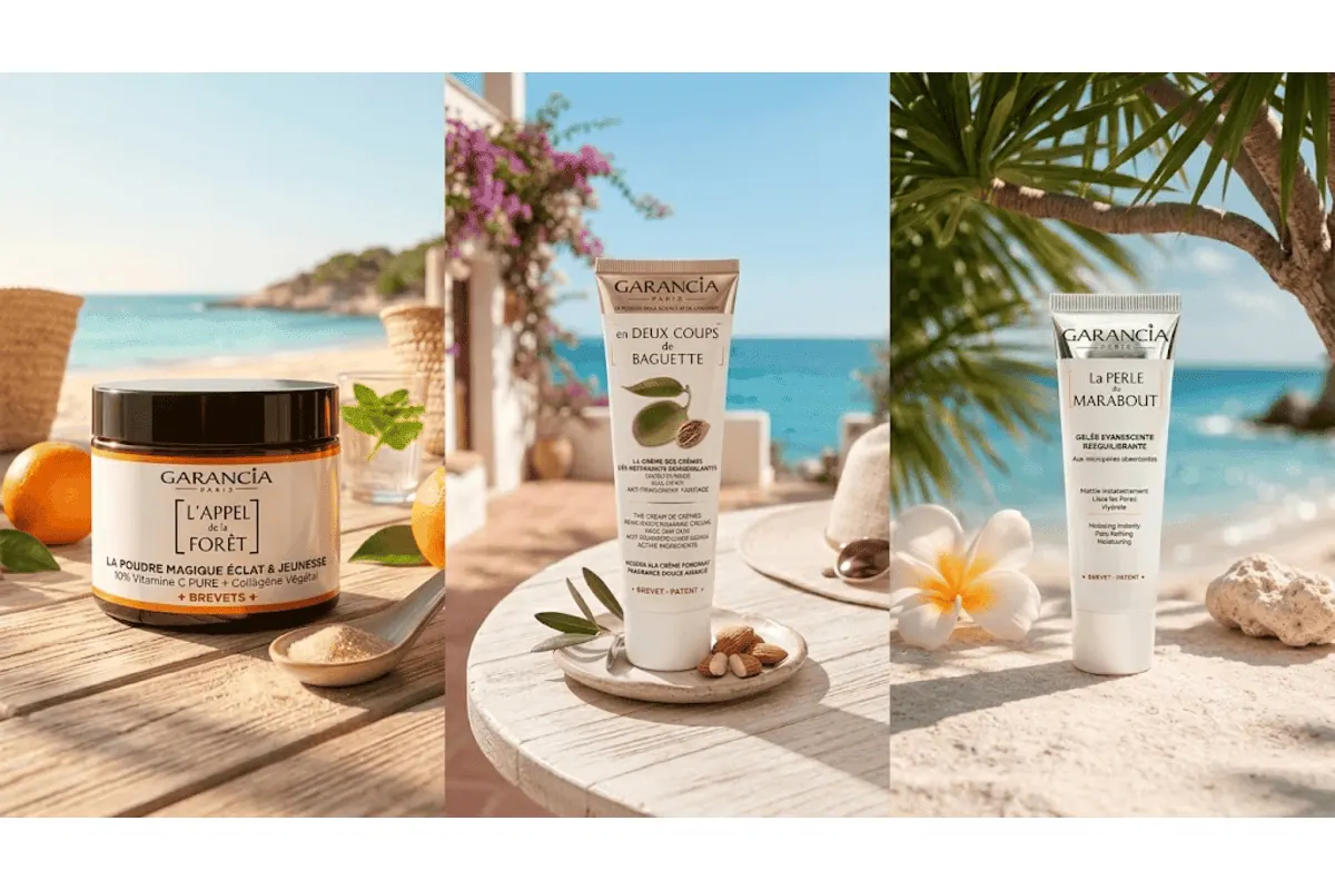 Nouvelle Routine Garancia Biotyfull juillet 2026 L'Appel de la Forêt poudre vitamine C La Crème des Crèmes en deux coups de baguette La Perle du Marabout gelée pores plage