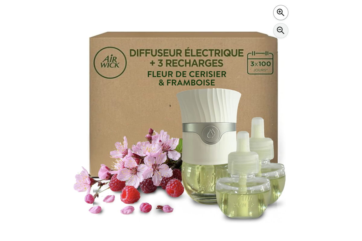 Air Wick Kit diffuseur électrique 3 recharges Fleur de Cerisier Framboise