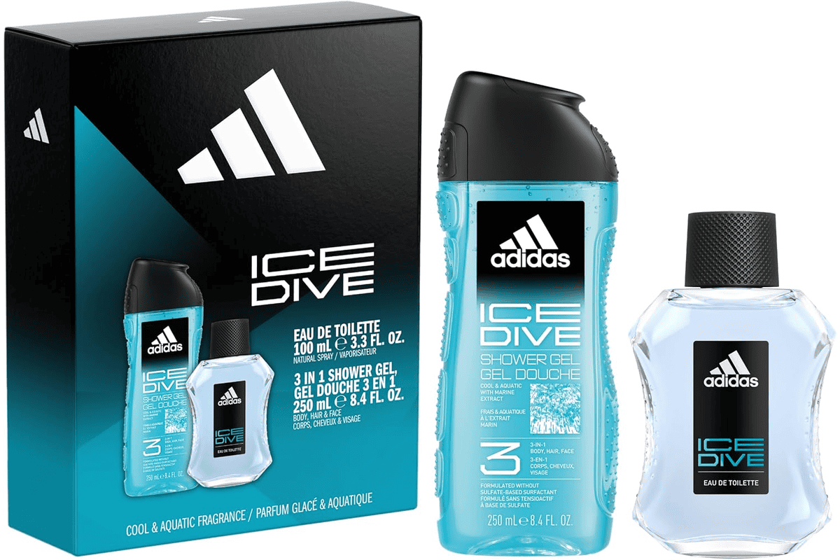 Adidas coffret Ice Dive eau de toilette homme gel douche parfum frais aquatique cadeau homme