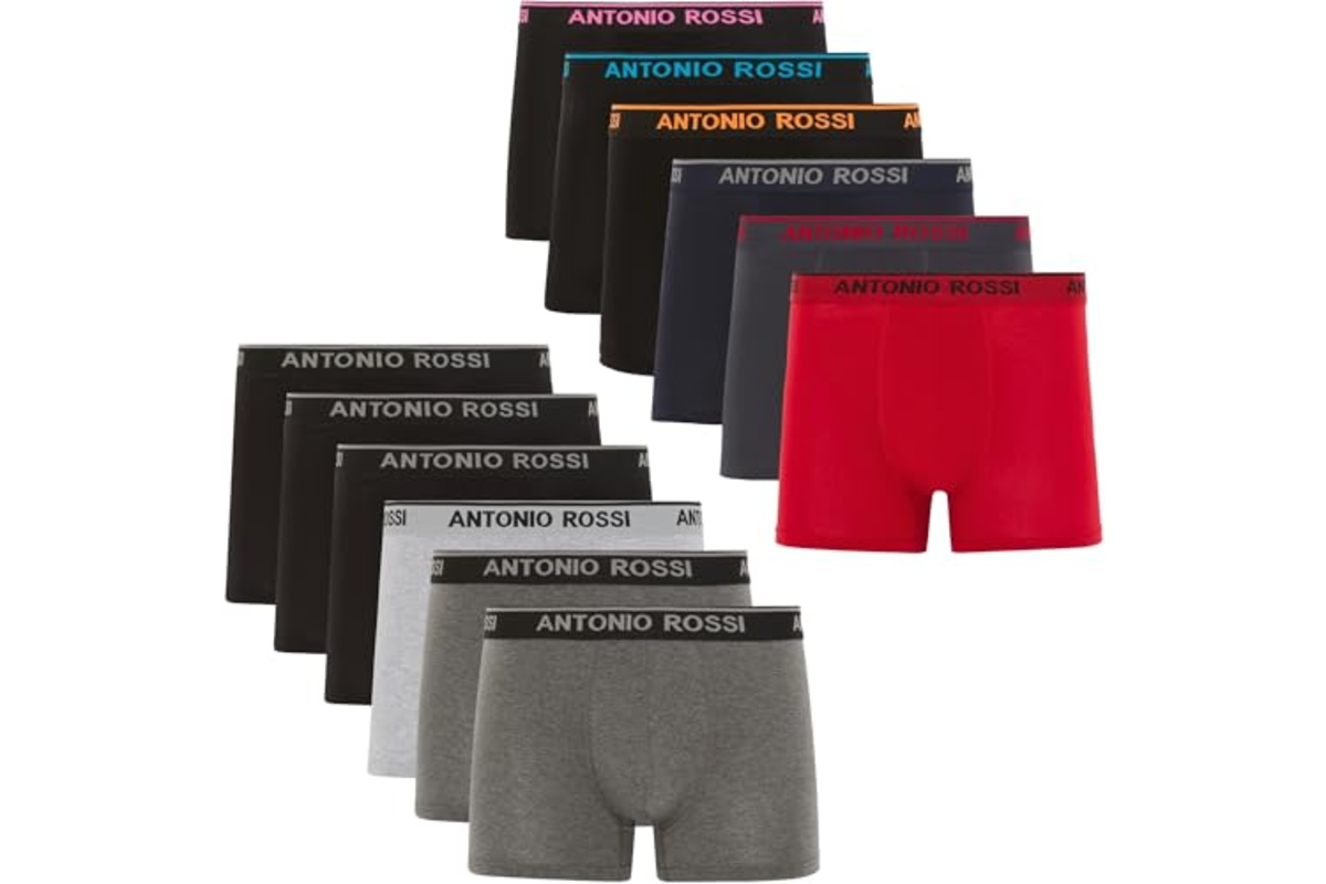 Bon plan Amazon Antonio Rossi lot 12 boxers homme ajustes ceinture elastique mai 2026