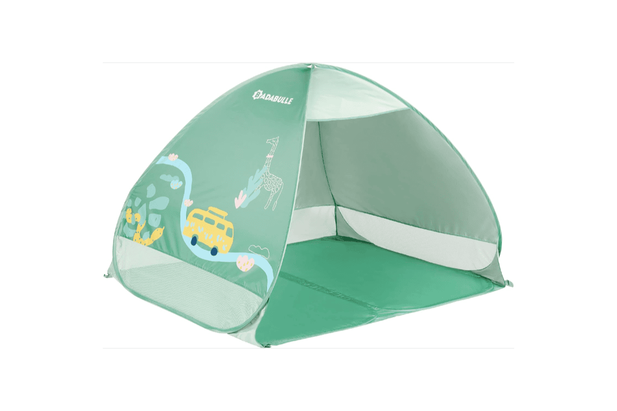Badabulle tente anti-UV bébé grande plage FPS 50 pop-up vert protection solaire