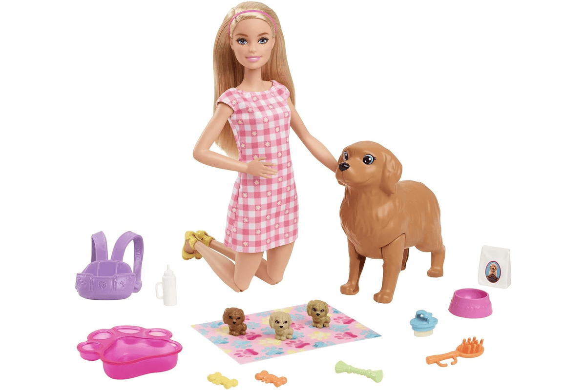 Barbie Naissance des Chiots chienne 3 chiots poupée articulée 29 cm à 22,00 € sur Amazon