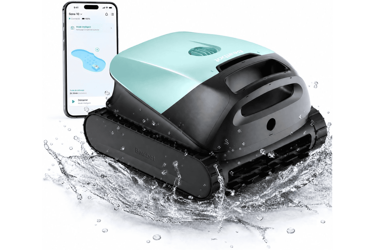 Beatbot Sora 10 robot piscine sans fil autonomie 300 minutes filtre XXL 5 L plages immergées 30 cm à 449 € sur Amazon