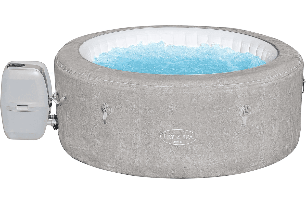 Bestway spa gonflable Lay Z Spa Zurich EnergySense 180 x 66 cm 2 à 4 personnes gris 120 Airjet couverture isolante filtration cartouche Chemconnect bon plan Amazon