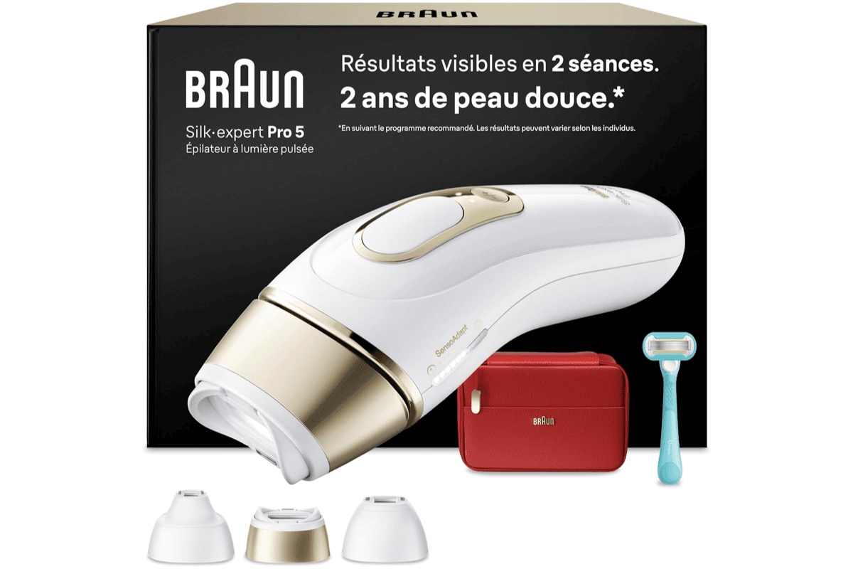 Bon plan Amazon Braun Silk expert Pro 5 PL5262 IPL rasoir Gillette Venus 3 tetes pochette mai 2026