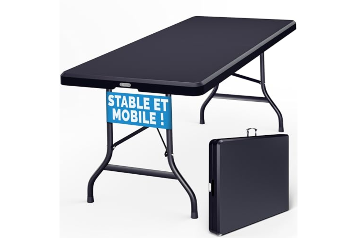 Bon plan Amazon Casaria table camping pliante 183x75x73 cm 8 personnes anthracite plastique mai 2026