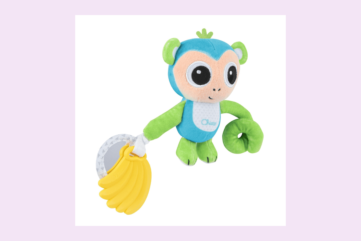 Chicco Hochet Singe anneau de dentition doux miroir jeux de lumière attache poussette lavable machine enfants 3-24 mois 7,99 euros Amazon