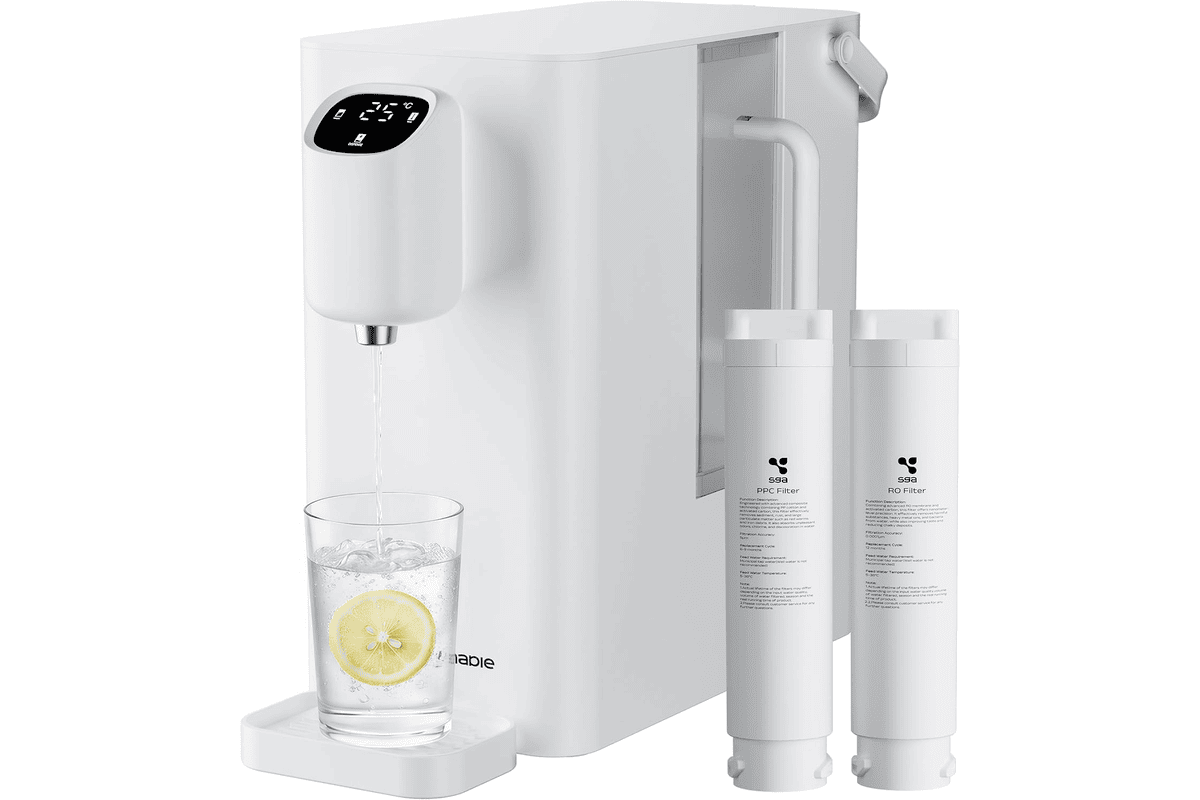 Osmoseur CIARRA X SusGreenable purificateur d'eau de table à osmose inverse RO 4 étapes eau chaude instantanée 5 températures réservoir 2,4 L affichage TDS sans installation blanc écran tactile cuisine