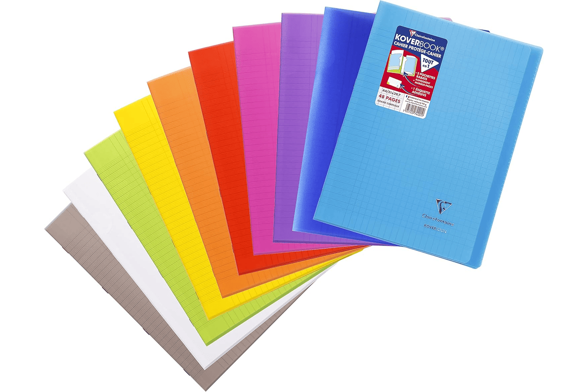 Clairefontaine 974401C cahier Koverbook A4 21x29,7 cm 48 pages grands carreaux Seyès papier blanc 90g couverture polypro coloris aléatoire rentrée scolaire 2,68 € Amazon