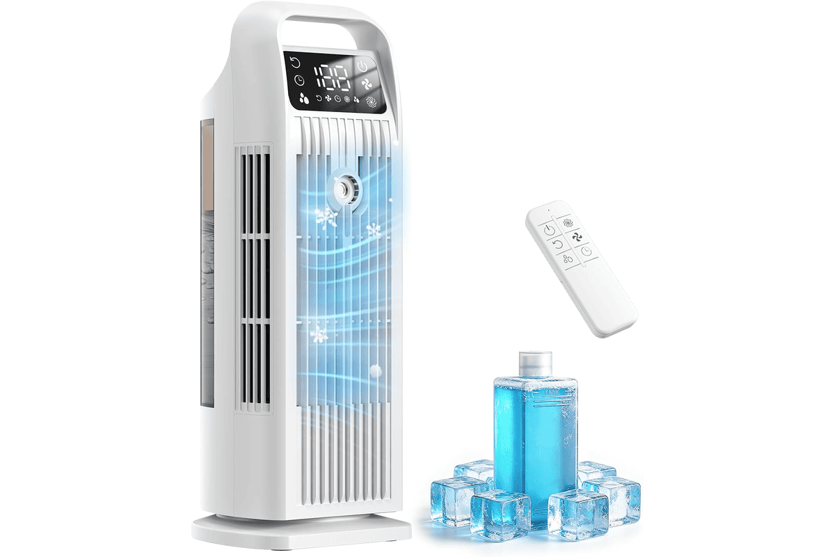 Climatiseur mobile 6 en 1 portable silencieux refroidisseur air 1200ml minuterie 12h 4 vitesses oscillation 120