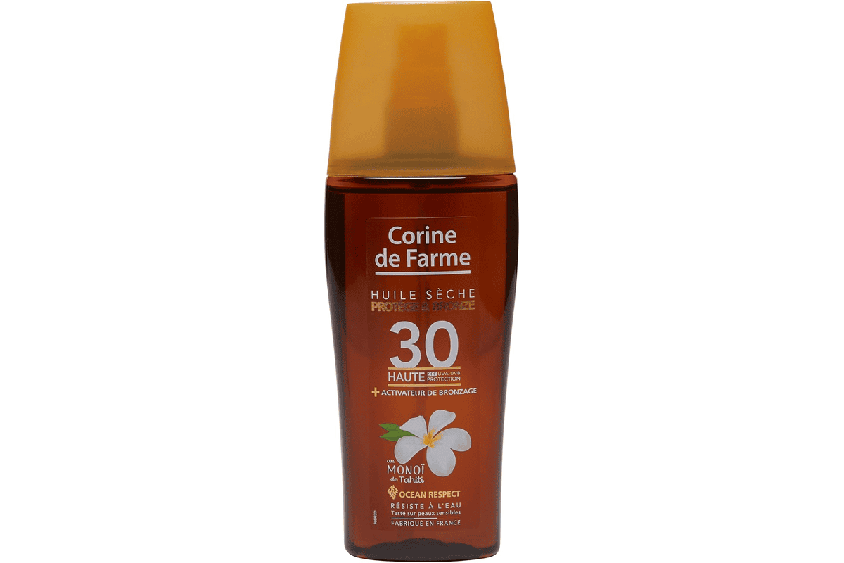 Corine de Farme Huile Sèche SPF30 Monoï de Tahiti 150 ml bon plan Amazon 8,73 €