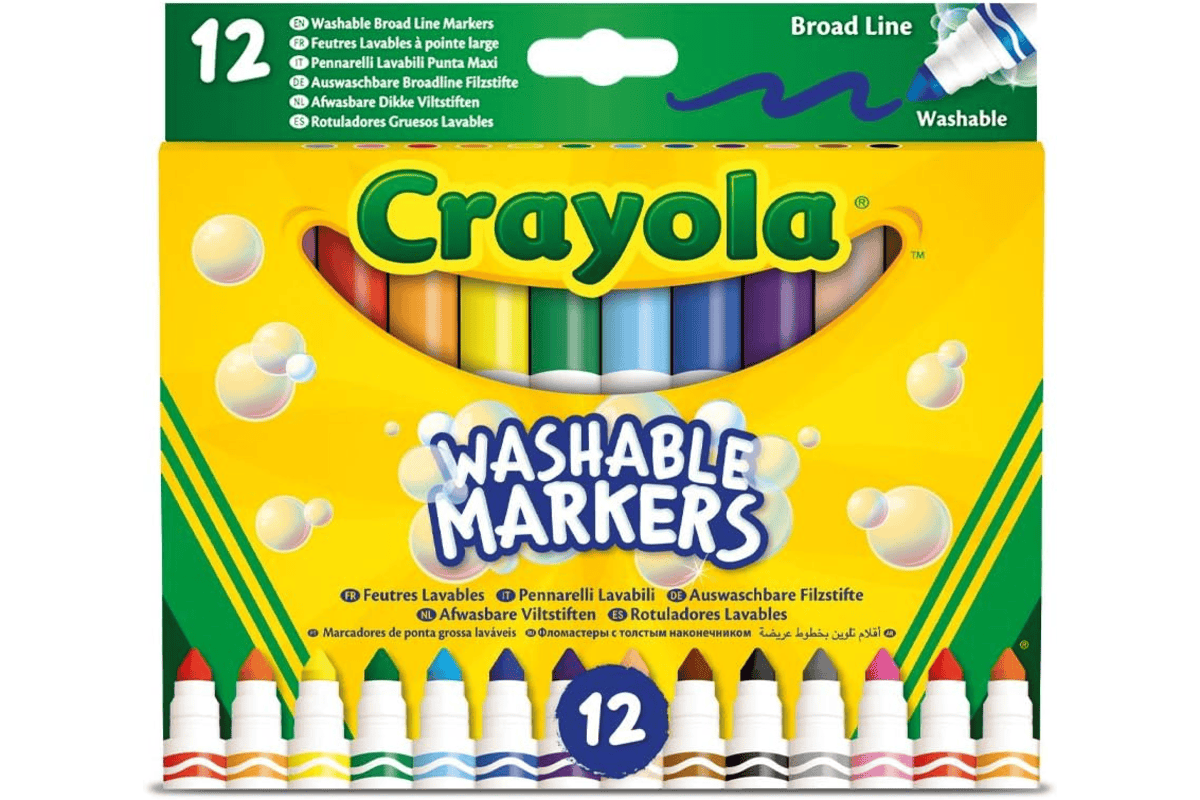 Crayola 12 feutres lavables pointe Maxi fibre super résistante maternelle primaire boîte couleurs vives 3,90 € Amazon