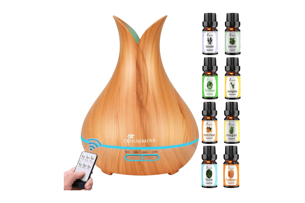 Diffuserlove diffuseur huiles essentielles ultrasons télécommandé silencieux 7 lampes couleur ambiance