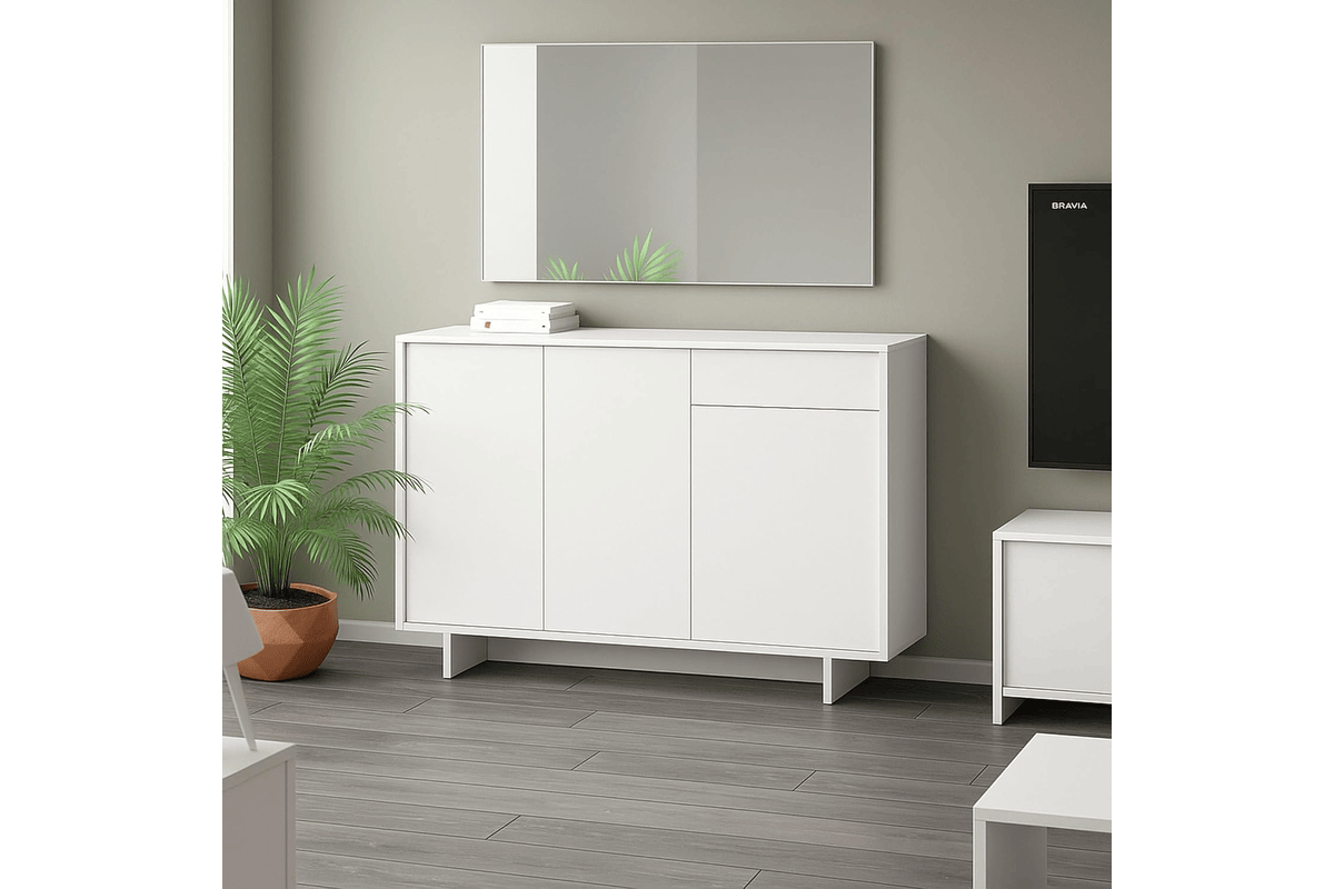 Dmora Buffet Aneto de salon, 3 portes + 1 tiroir, 134 × 35 × H87 cm (blanc) Amazon 291,99 euros juillet 2026 bon plan