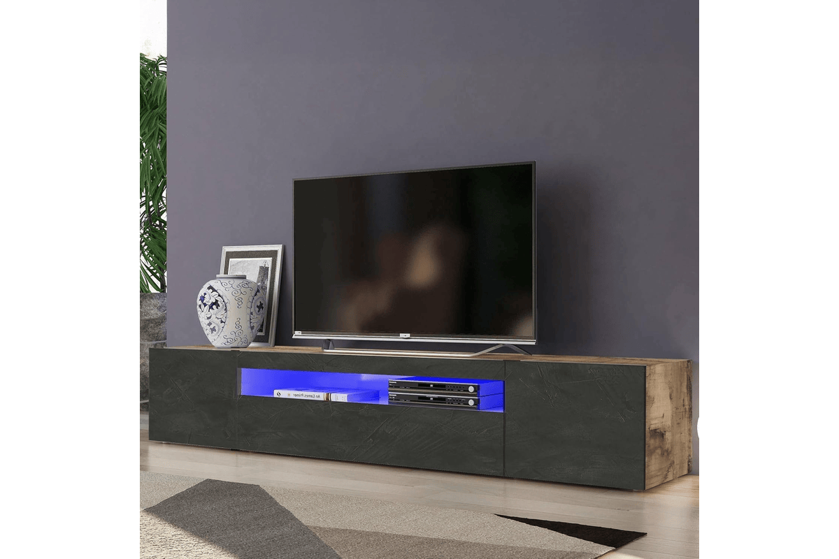 Dmora Meuble TV Jesse LED, 3 portes, 200 × 40 × H37 cm (érable + ardoise) Amazon 282,99 euros juillet 2026 bon plan