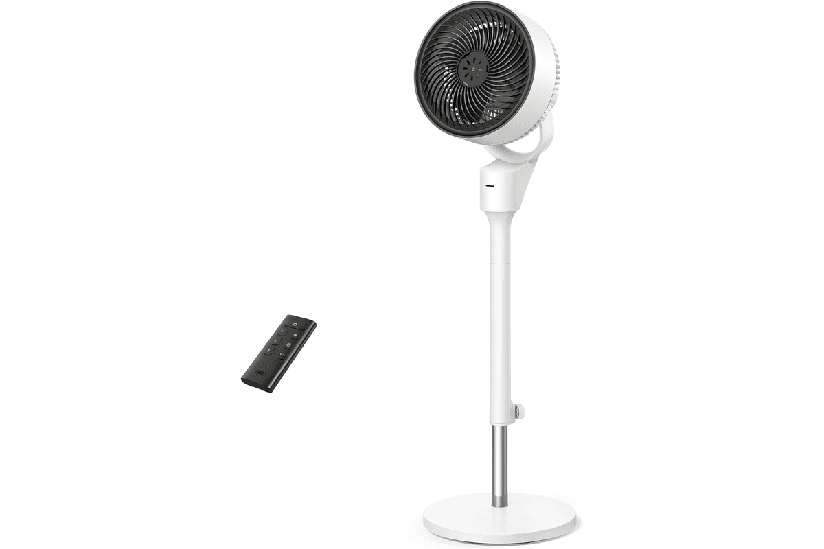 DREO ventilateur silencieux 25 dB sur pied noir télécommande oscillation 90 degrés hauteur réglable 86 104 cm 3 modes minuterie canicule chambre