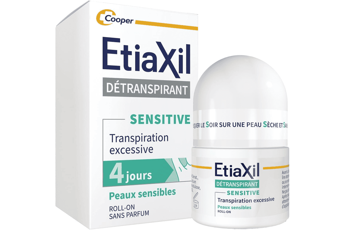 Etiaxil détranspirant aisselles peaux sensibles 15 ml transpiration excessive efficacité 4 jours roll-on