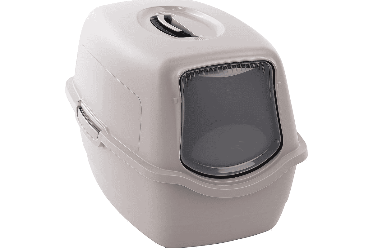 Flamingo Lexie maison de toilette chat fermée bac à litière 39x56 porte battante filtre anti-odeurs Amazon
