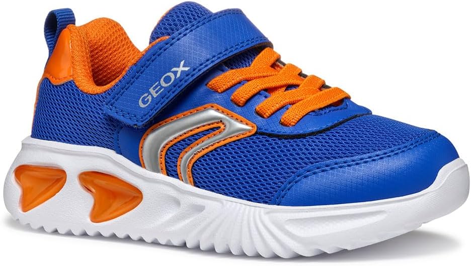 Baskets garçon Geox Assister Boy bleu royal et orange avec lumières