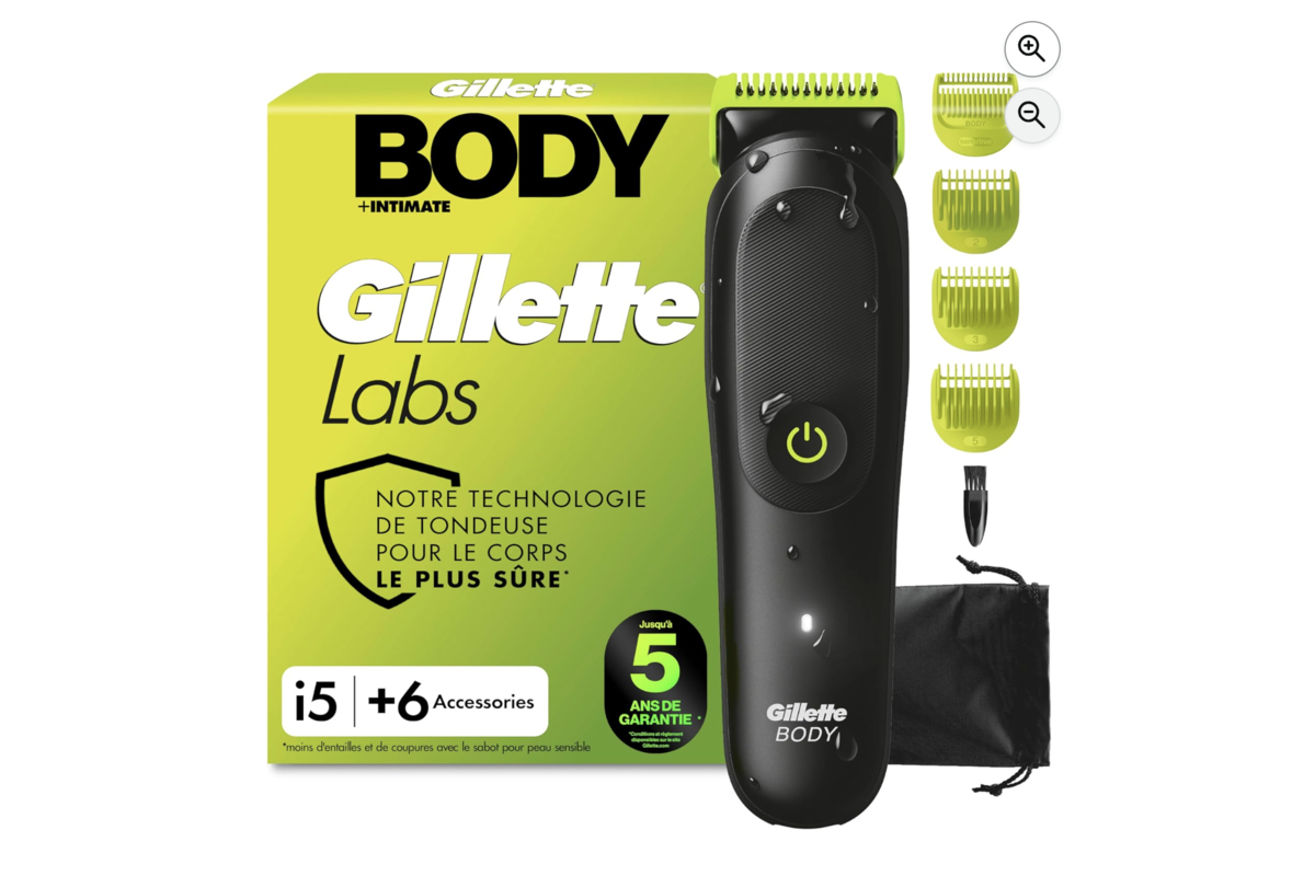 Gillette Labs Body Intimate Tondeuse i5 corps zone intime étanche SkinFirst 6 accessoires Amazon -28 pourcent mai 2026