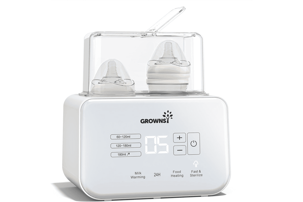Grownsy chauffe-biberon 9-en-1 stérilisateur double LCD chauffage rapide décongélation sans BPA