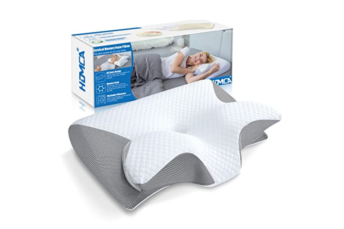 Bon plan Amazon HOMCA oreiller ergonomique cervical 2 en 1 memoire forme 60x40 gris mai 2026