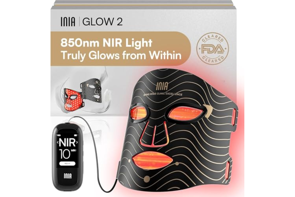 INIA Masque LED visage anti-âge — 4 modes lumière rouge 850 nm + bleue, photothérapie maison bon plan Amazon 113,99 € mai 2026
