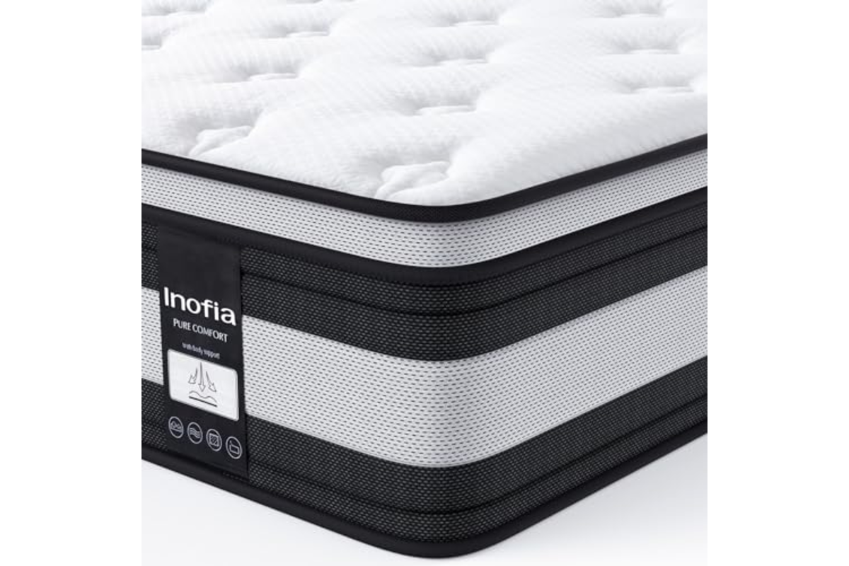 Matelas Inofia NidFrais 180x200 cm 28 cm ressorts ensaches 7 zones coton bio