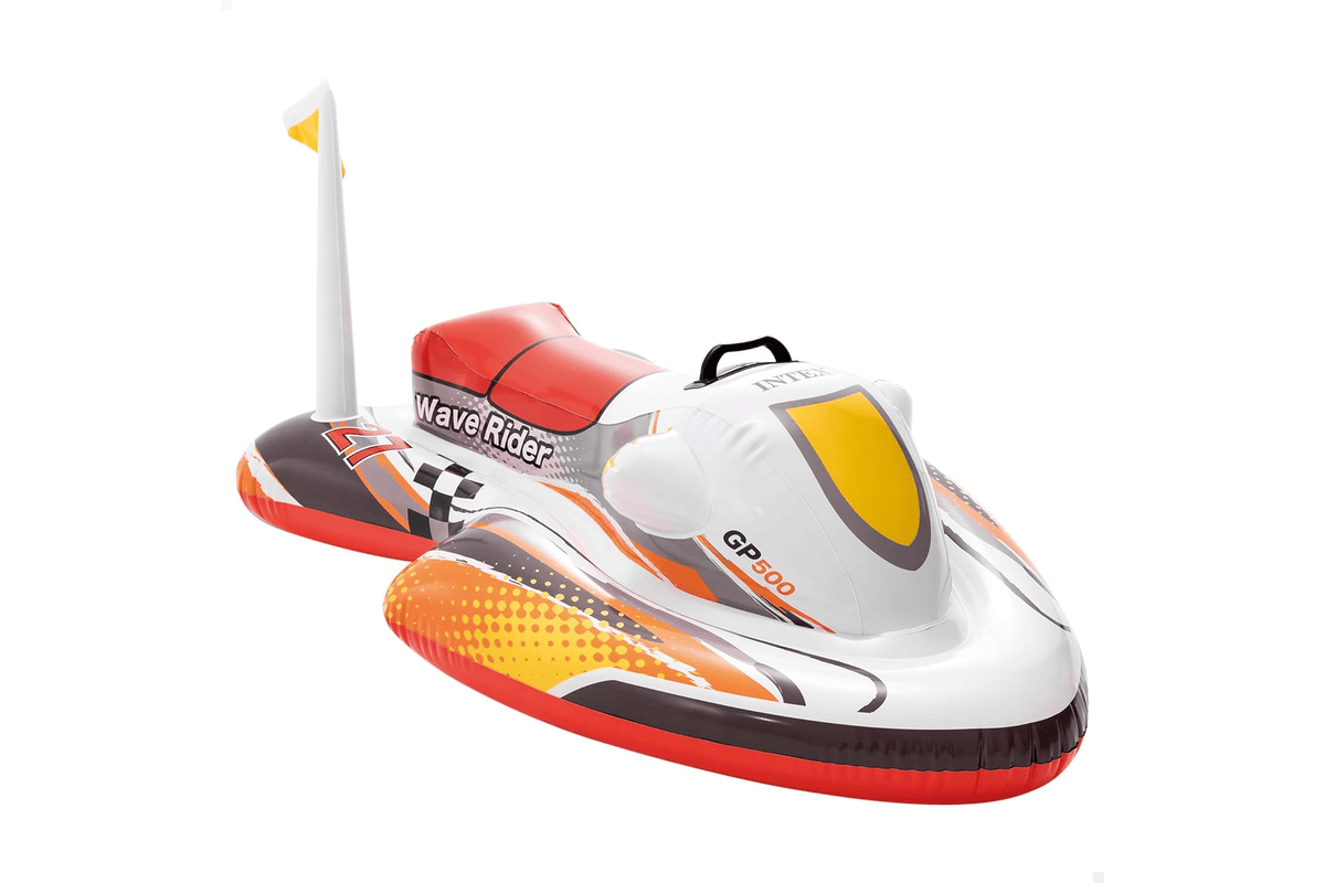 Bouée scooter Intex 1 place à chevaucher en plastique rouge avec poignées pour piscine enfant