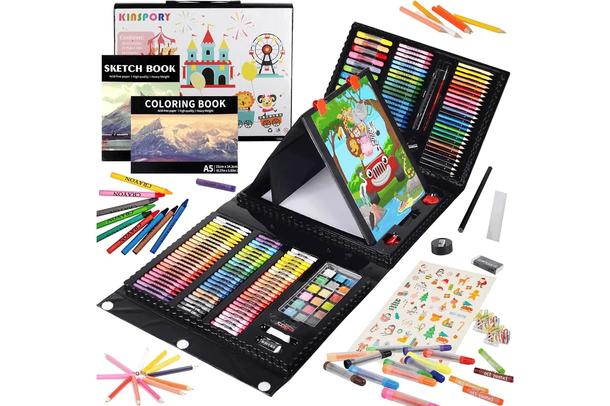 KINSPORY Mallette dessin enfant 290 pièces (kit coloriage complet, feutres + crayons + pastels) Amazon juillet 2026 bon plan