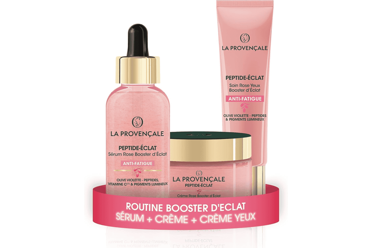 La Provençale Peptide-Éclat routine repulpante anti-fatigue olive violette flacon sérum visage bio Made in France