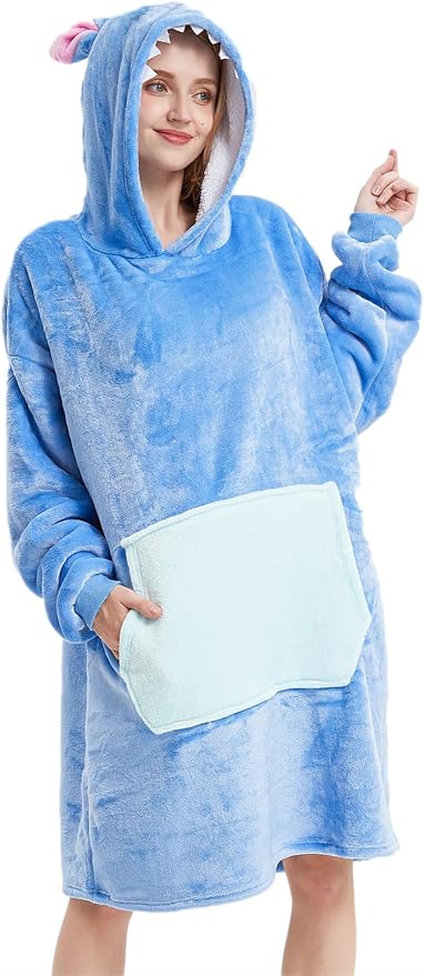 Sweat-couverture à capuche panda LATH.PIN bleu foncé