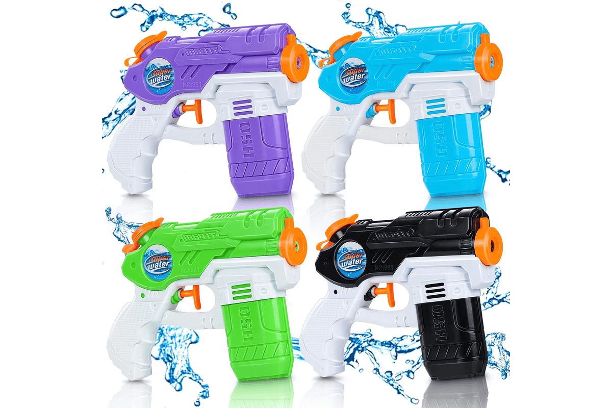 Lot de 4 pistolets à eau lenbest colorés 150 ml avec longue distance 10 mètres pour enfants et adultes